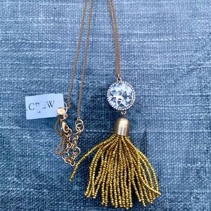 J. Crew Rhinestone and Tassel Necklace